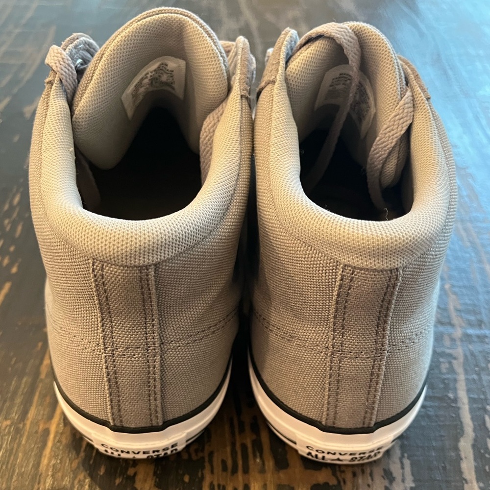 Converse All Star Chuck Taylor Gray & White High Top Canvas & Suede Sneakers - Picture 4 of 11